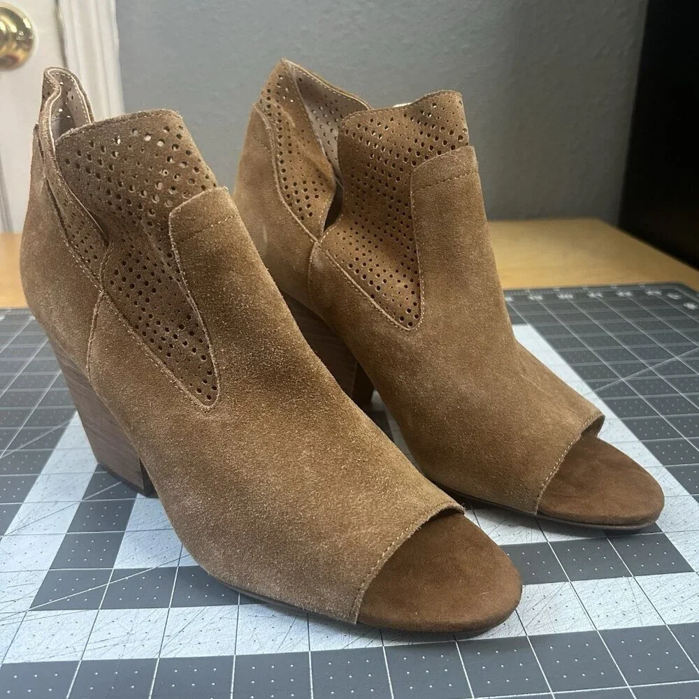 Steven By Steve Madden Bootie Women 10 Fashion Ready Suede Boot Open Toe Mesh